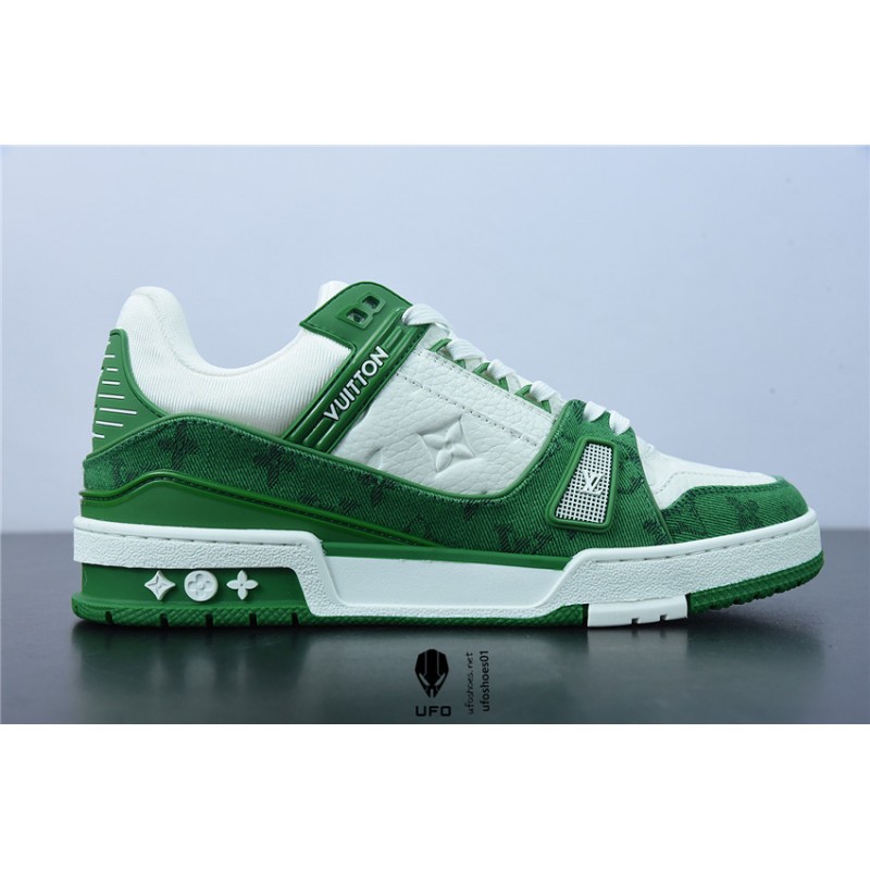 Louis Vuitton Trainer Green Monogram Denim White, Price: $169.99 -  Sneakerhead.Here.